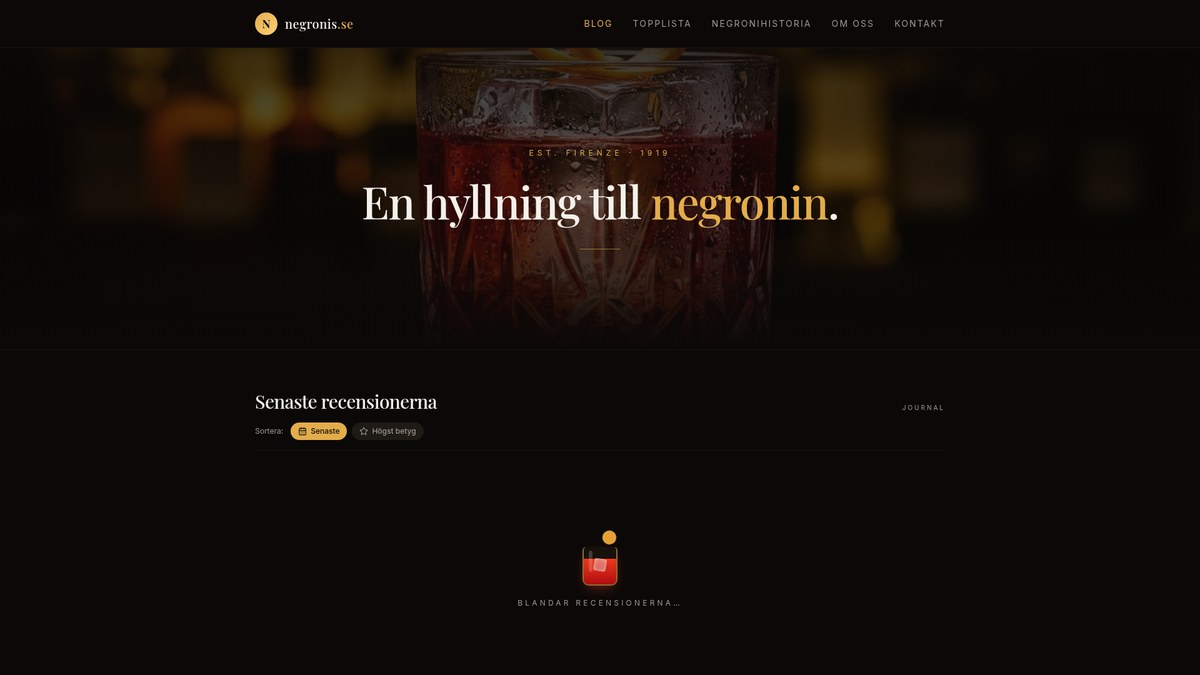 Screenshot of the Negronis.se homepage